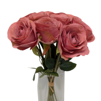 9pc Single Stem Rose Bunch - Dusty Pink