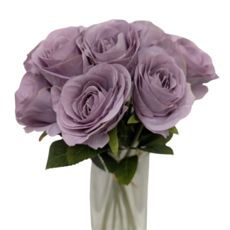 9pc Single Stem Rose Bunch - Lavender