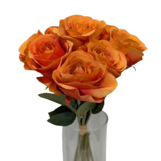 9pc Single Stem Rose Bunch - Orange