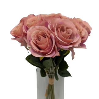 9pc Single Stem Rose Bunch - Victorian Pink