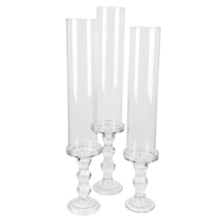 3pc Glass Taper Candle Holder (4 sets/case)