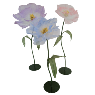 3pc Set Giant Organza Flowers w/ Bases - Mixed