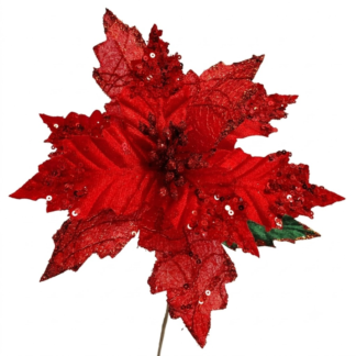 Sequin Poinsettia - Red