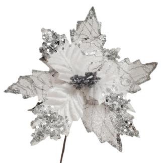 Sequin Poinsettia - Silver